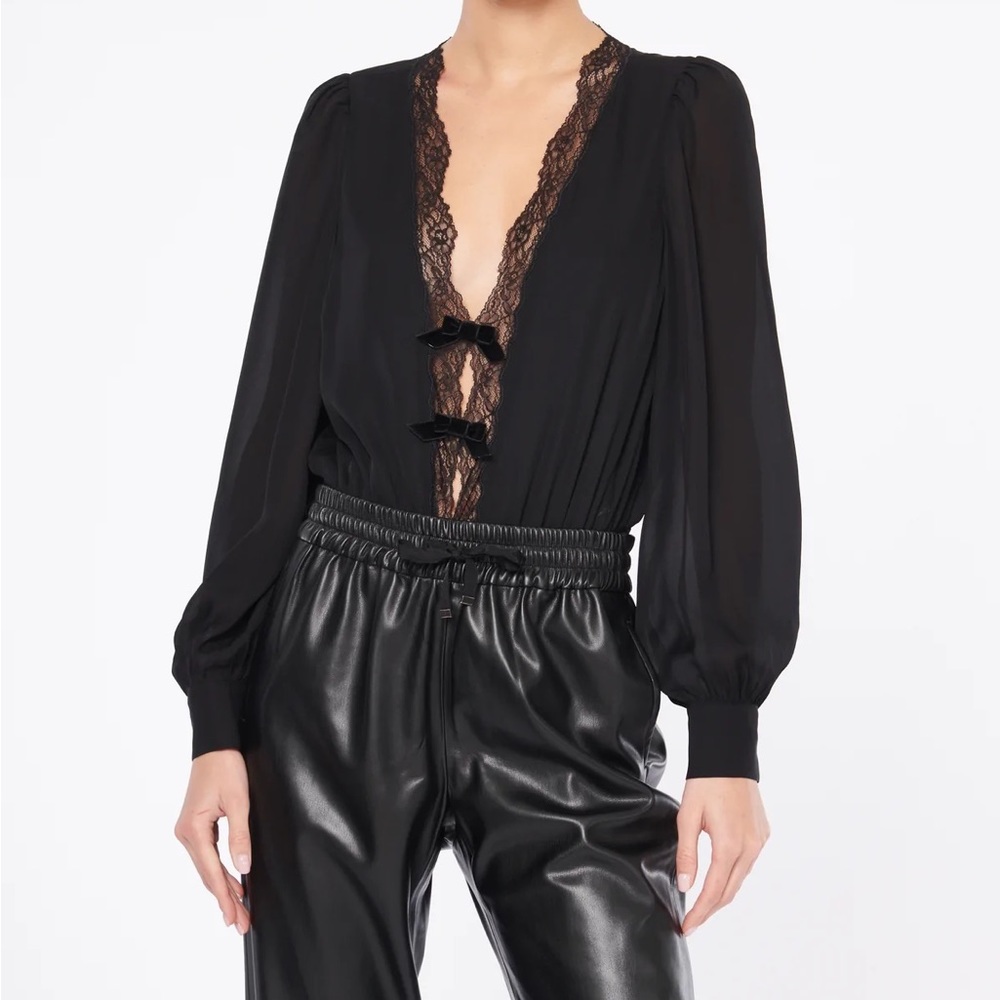 CAMI NYC black deep V bodysuit